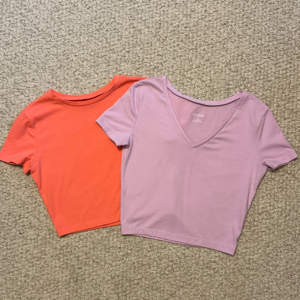 Bundle of 2 Wild Fable Cropped T-shirts - Medium - Purple / Coral